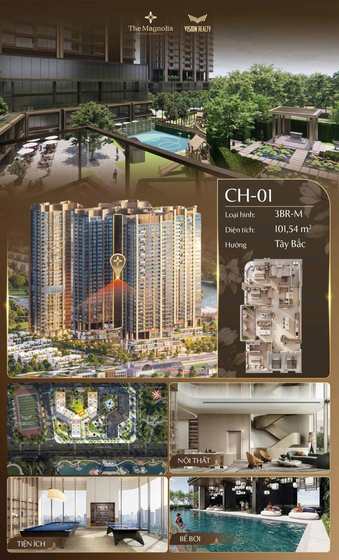 Poster view căn hộ CH-01 - 3BR-M - 101,54 m² - hướng Tây Bắc tại The Magnolia
