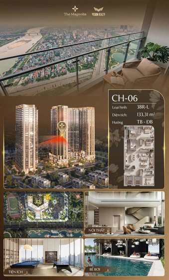 Poster view căn hộ CH-06 - 3BR-L - 133,31 m² - hướng TB - ĐB tại The Magnolia