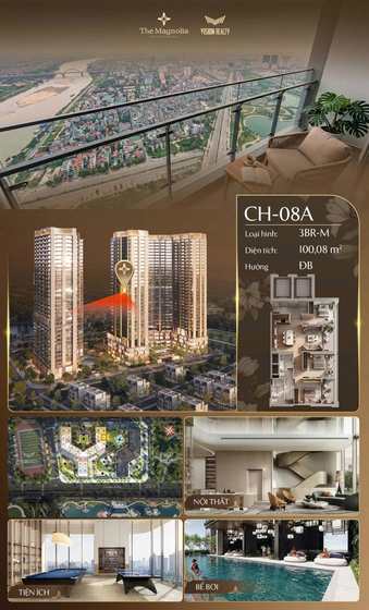 Poster view căn hộ CH-08A - 3BR-M - 100,08 m² - hướng ĐB tại The Magnolia