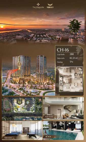 Poster view căn hộ CH-16 - 2BR - 82,21 m² - hướng TN tại The Magnolia