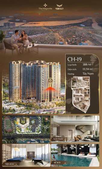 Poster view căn hộ CH-19 - 3BR-M - 111,94 m² - hướng Tây Nam tại The Magnolia