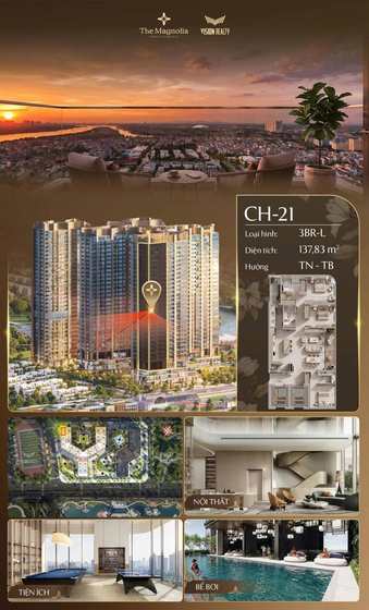 Poster view căn hộ CH-21 - 3BR-L - 137,83 m² - hướng TN - TB tại The Magnolia